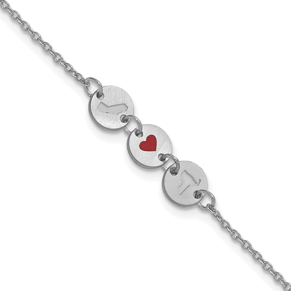 Sterling Silver/Rhodium-plated State Heart State Disc Bracelet XNA1524SS