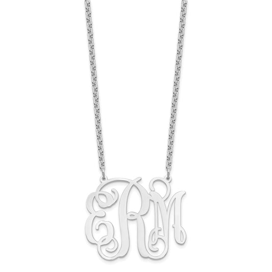Sterling Silver/Rhodium-plated Large Monogram Necklace XNA535SS