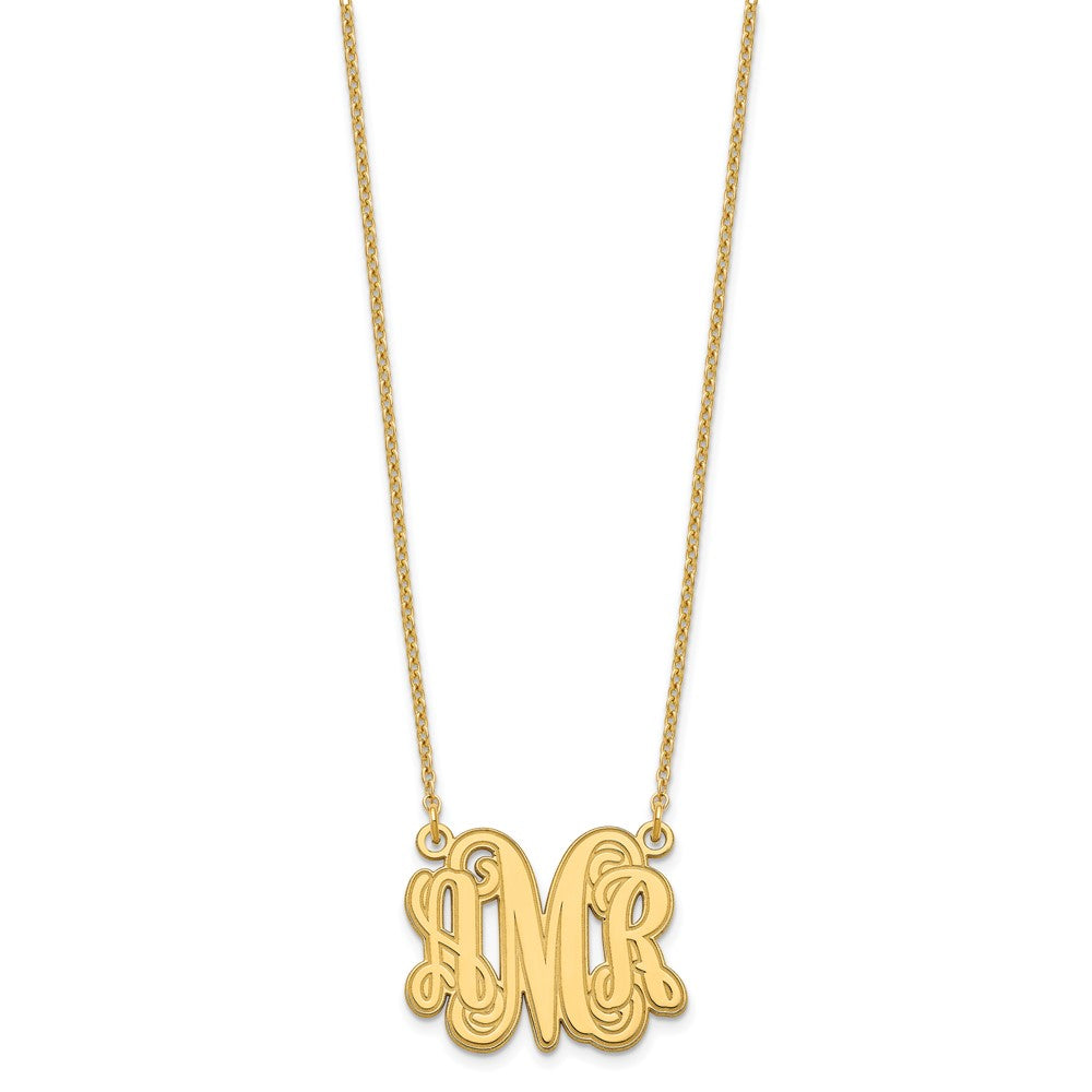 Sterling Silver/Gold-plated Etched Monogram Necklace XNA538GP