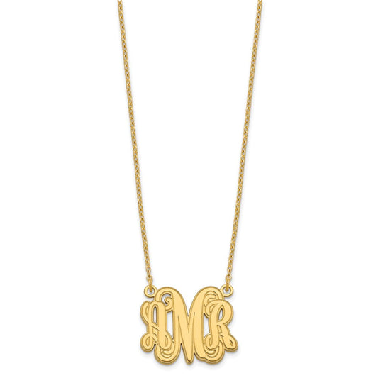 Sterling Silver/Gold-plated Etched Monogram Necklace XNA538GP