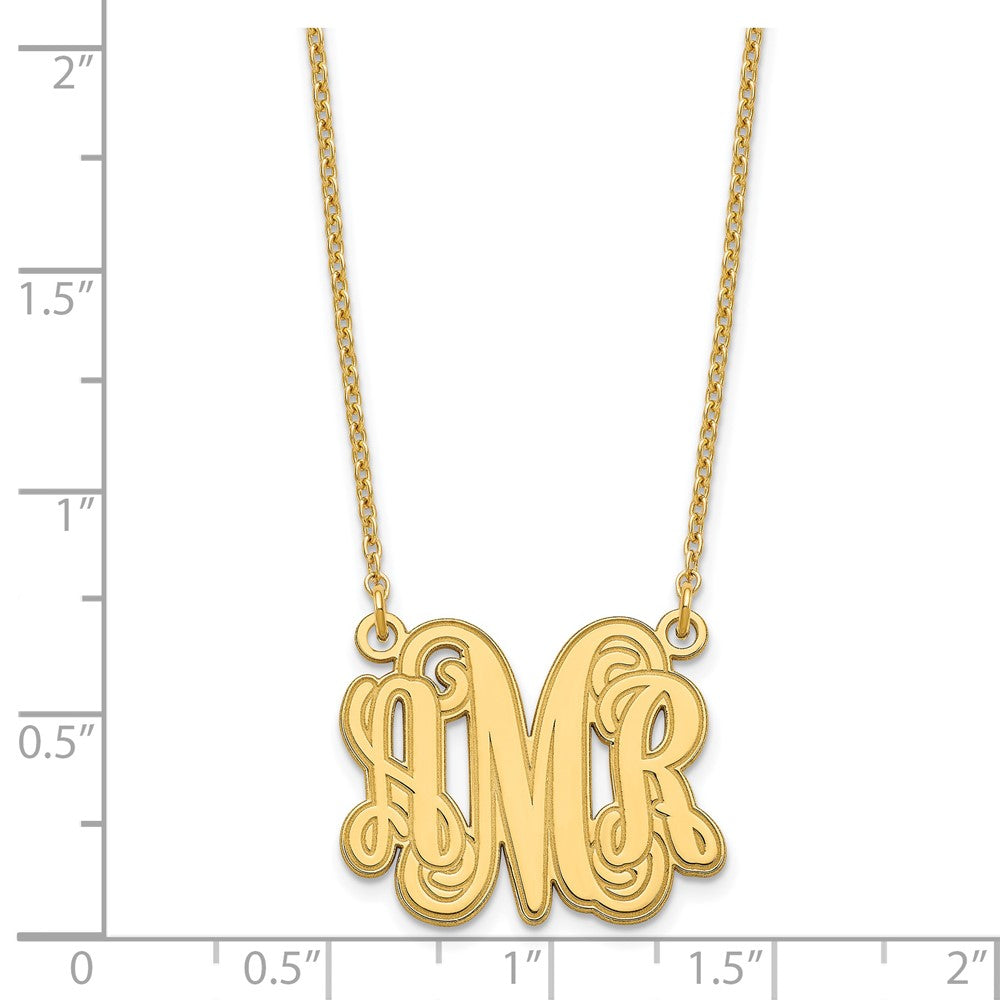 Sterling Silver/Gold-plated Etched Monogram Necklace XNA538GP