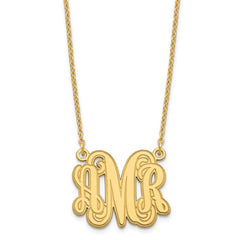 Sterling Silver/Gold-plated Etched Monogram Necklace XNA538GP