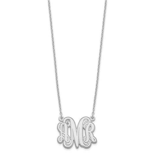 Sterling Silver/Rhodium-plated Etched Monogram Necklace XNA538SS