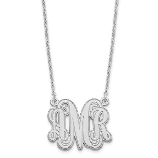 Sterling Silver/Rhodium-plated Etched Monogram Necklace XNA538SS