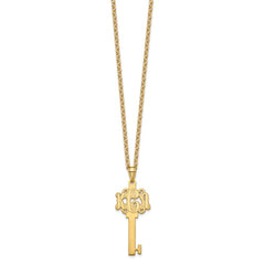 Sterling Silver/Gold-plated Etched Monogram Key Necklace XNA557GP