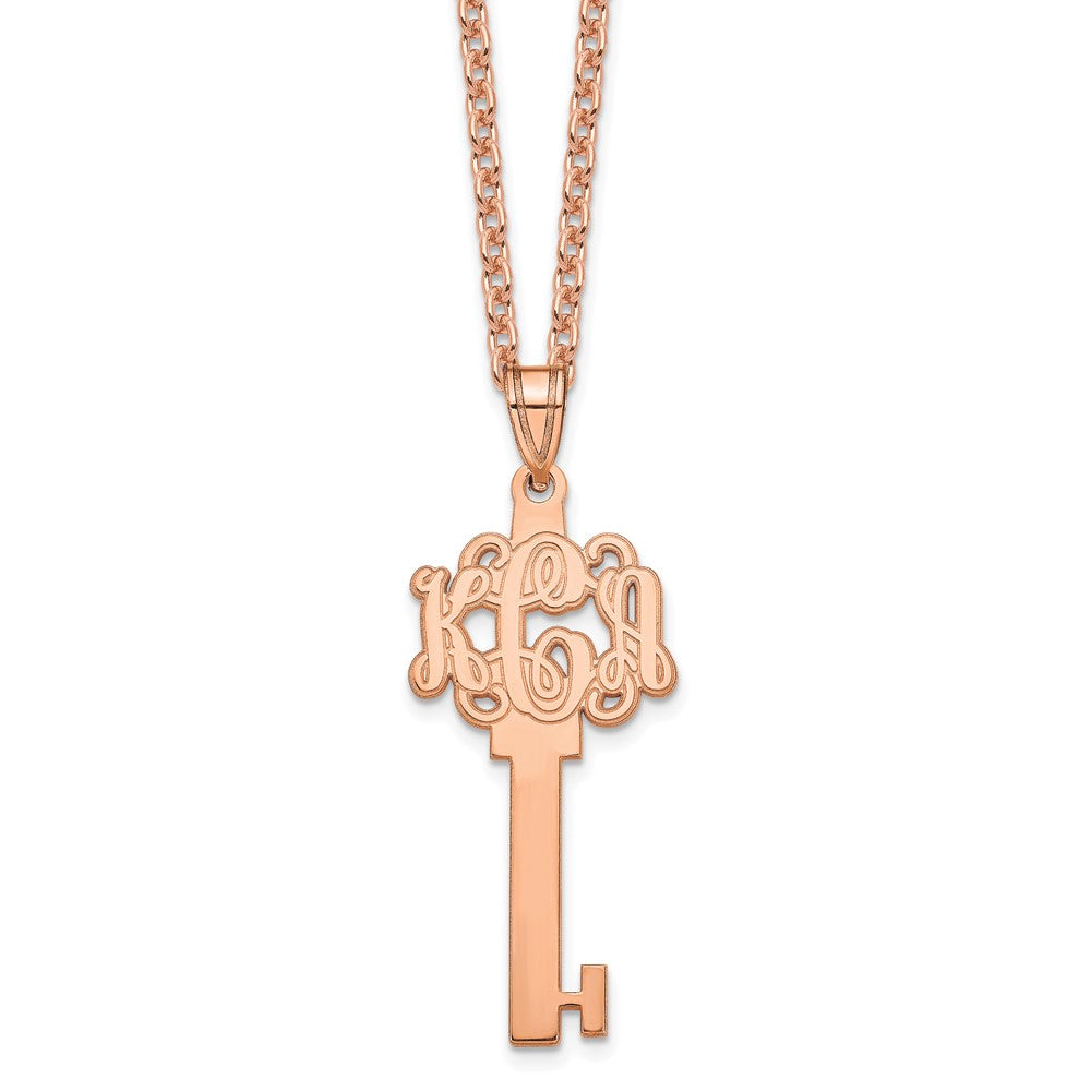 Sterling Silver/Rose-plated Etched Monogram Key Necklace XNA557RP