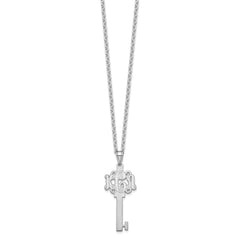 Sterling Silver/Rhodium-plated Etched Monogram Key Necklace XNA557SS