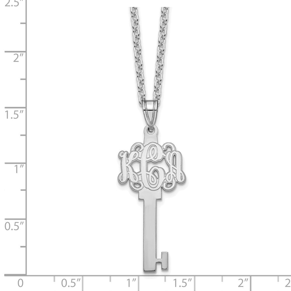 Sterling Silver/Rhodium-plated Etched Monogram Key Necklace XNA557SS