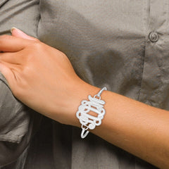 SS/Rhodium-plated Etched Monogram with Sterling Silver Bangle XNA558SS