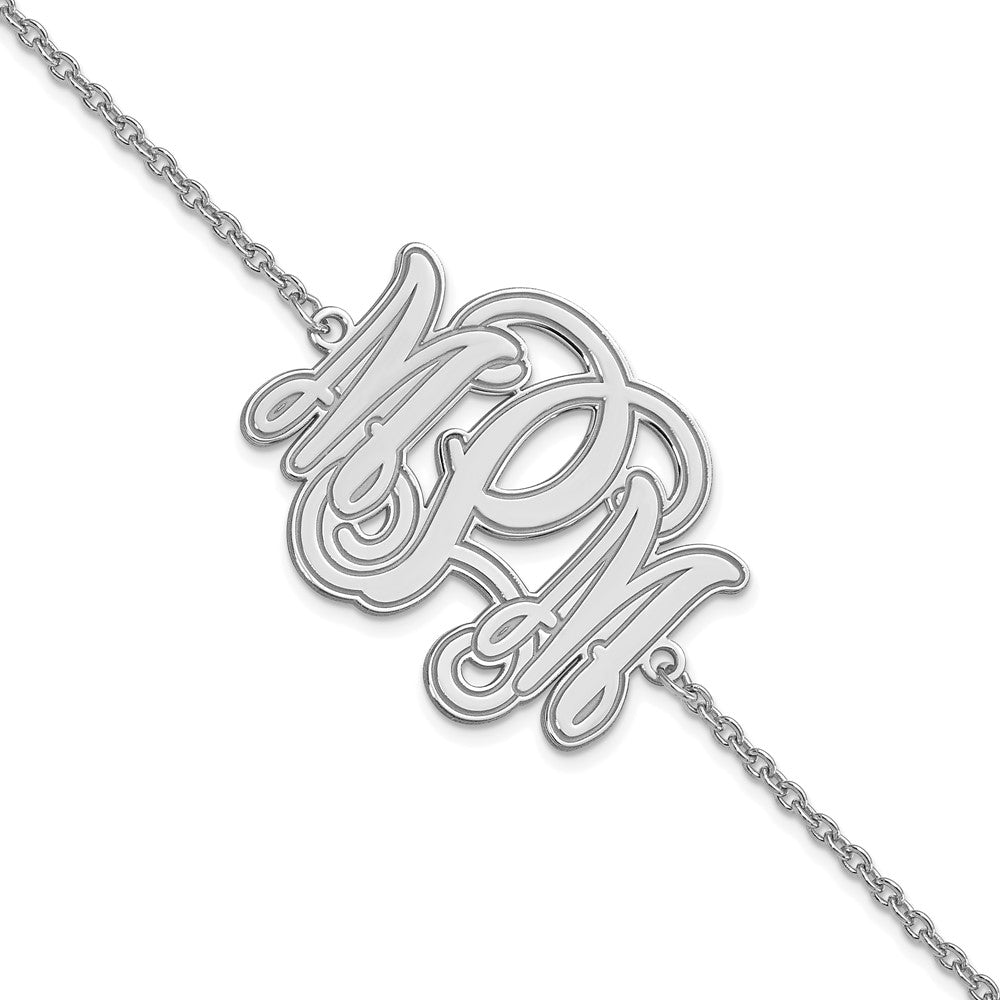 Sterling Silver/Rhodium-plated Etched Monogram Bracelet XNA562SS
