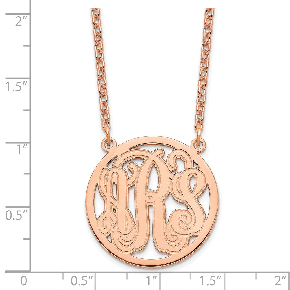 Sterling Silver/Rose-plated Etched Round Monogram Necklace XNA566RP