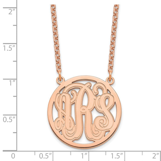 Sterling Silver/Rose-plated Etched Round Monogram Necklace XNA566RP