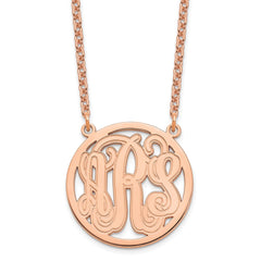 Sterling Silver/Rose-plated Etched Round Monogram Necklace XNA566RP