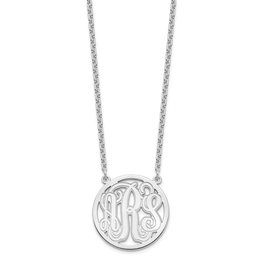 Sterling Silver/Rhodium-plated Etched Round Monogram Necklace XNA566SS