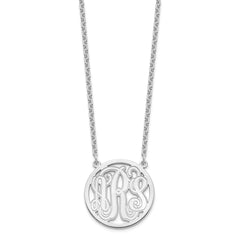 Sterling Silver/Rhodium-plated Etched Round Monogram Necklace XNA566SS