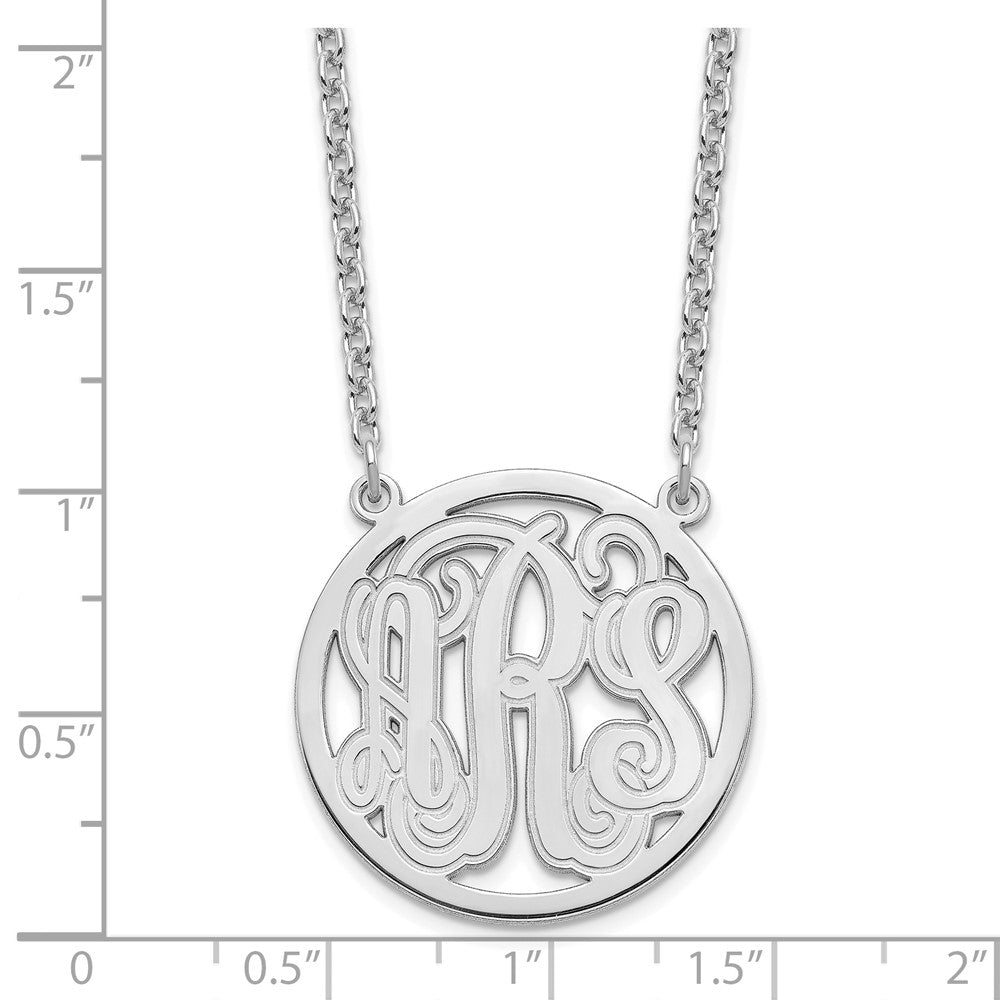 Sterling Silver/Rhodium-plated Etched Round Monogram Necklace XNA566SS