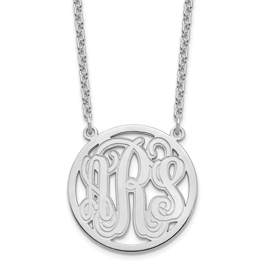 Sterling Silver/Rhodium-plated Etched Round Monogram Necklace XNA566SS