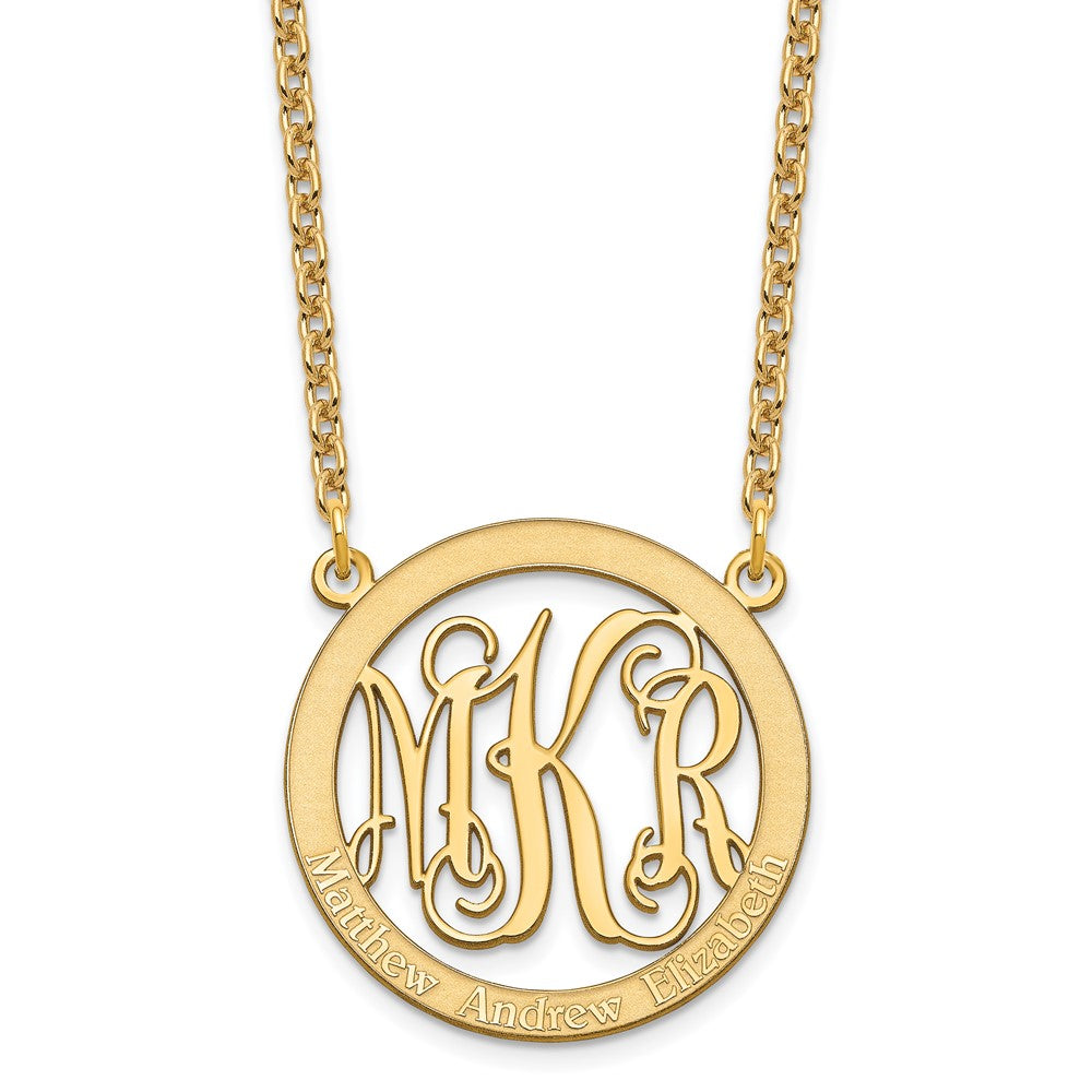 Sterling Silver/Gold-plated Small Family Monogram Necklace XNA569GP--6