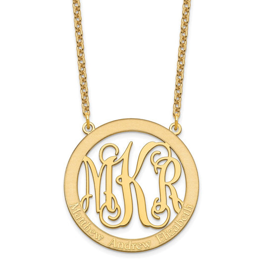 Sterling Silver/Gold-plated Large Family Monogram Necklace XNA570GP--6