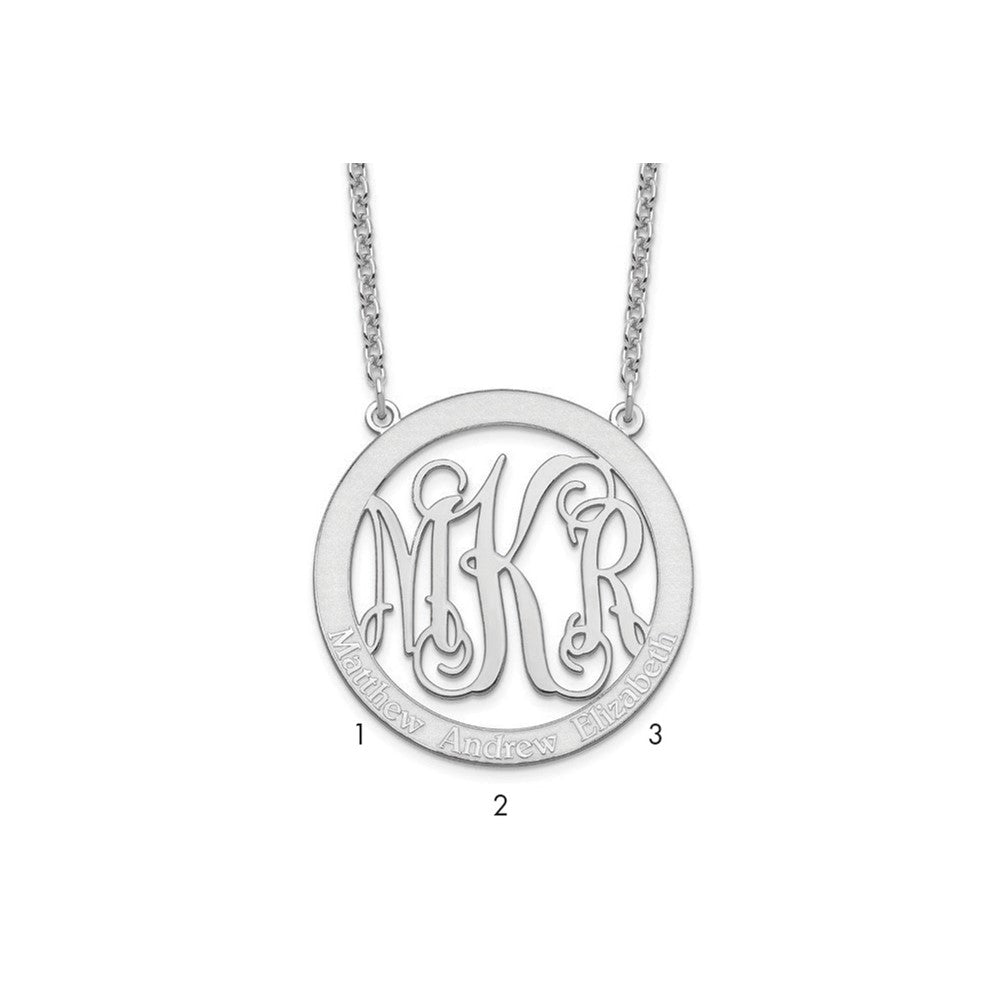 Sterling Silver/Rhodium-plated Large Family Monogram Necklace XNA570SS--6
