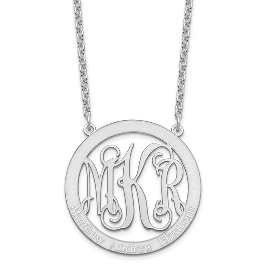 Sterling Silver/Rhodium-plated Large Family Monogram Necklace XNA570SS--6