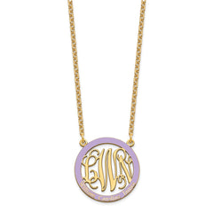SS/Gold-plated Small  Family Monogram w/Epoxy Necklace XNA571GP--6