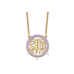 SS/Gold-plated Small  Family Monogram w/Epoxy Necklace XNA571GP--6