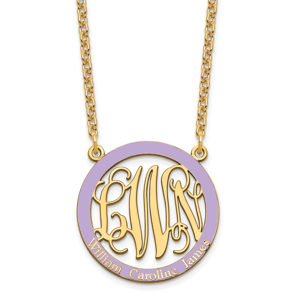 SS/Gold-plated Small  Family Monogram w/Epoxy Necklace XNA571GP--6