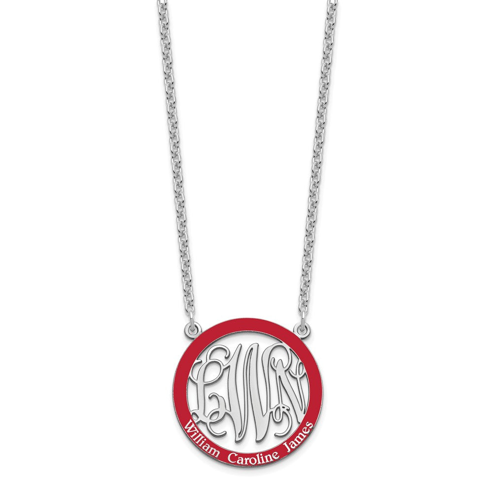 SS/Rhodium-plated Small  Family Monogram w/Epoxy Necklace XNA571SS--6