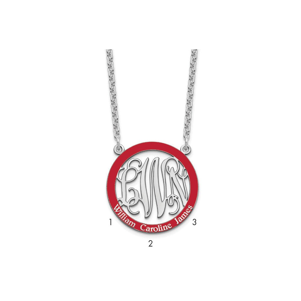 SS/Rhodium-plated Small  Family Monogram w/Epoxy Necklace XNA571SS--6