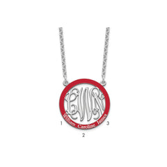 SS/Rhodium-plated Small  Family Monogram w/Epoxy Necklace XNA571SS--6