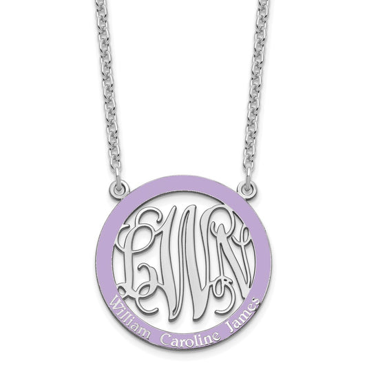 SS/Rhodium-plated Small  Family Monogram w/Epoxy Necklace XNA571SS--6