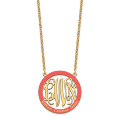 SS/Gold-plated Large  Family Monogram w/Epoxy Necklace XNA572GP--6