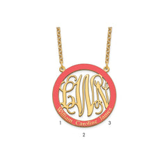 SS/Gold-plated Large  Family Monogram w/Epoxy Necklace XNA572GP--6