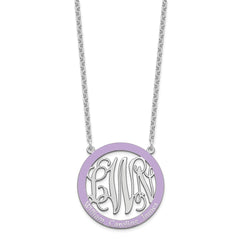 SS/Rhodium-plated Large  Family Monogram w/Epoxy Necklace XNA572SS--6