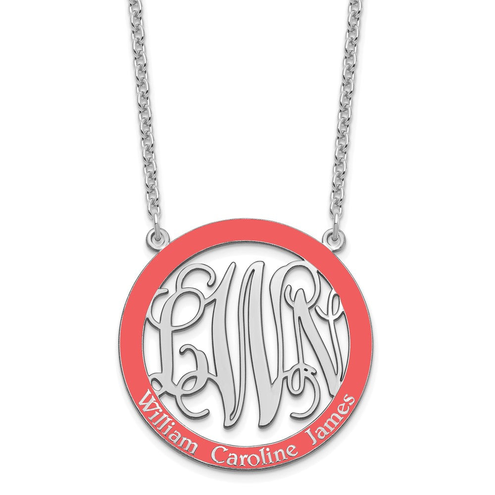 SS/Rhodium-plated Large  Family Monogram w/Epoxy Necklace XNA572SS--6
