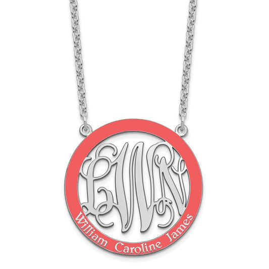 SS/Rhodium-plated Large  Family Monogram w/Epoxy Necklace XNA572SS--6