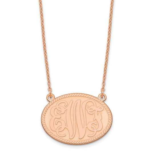Sterling Silver/Rose-plated Brushed Monogram Necklace XNA575RP