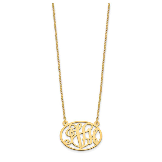 Sterling Silver/Gold-plated Oval Monogram Necklace XNA577GP