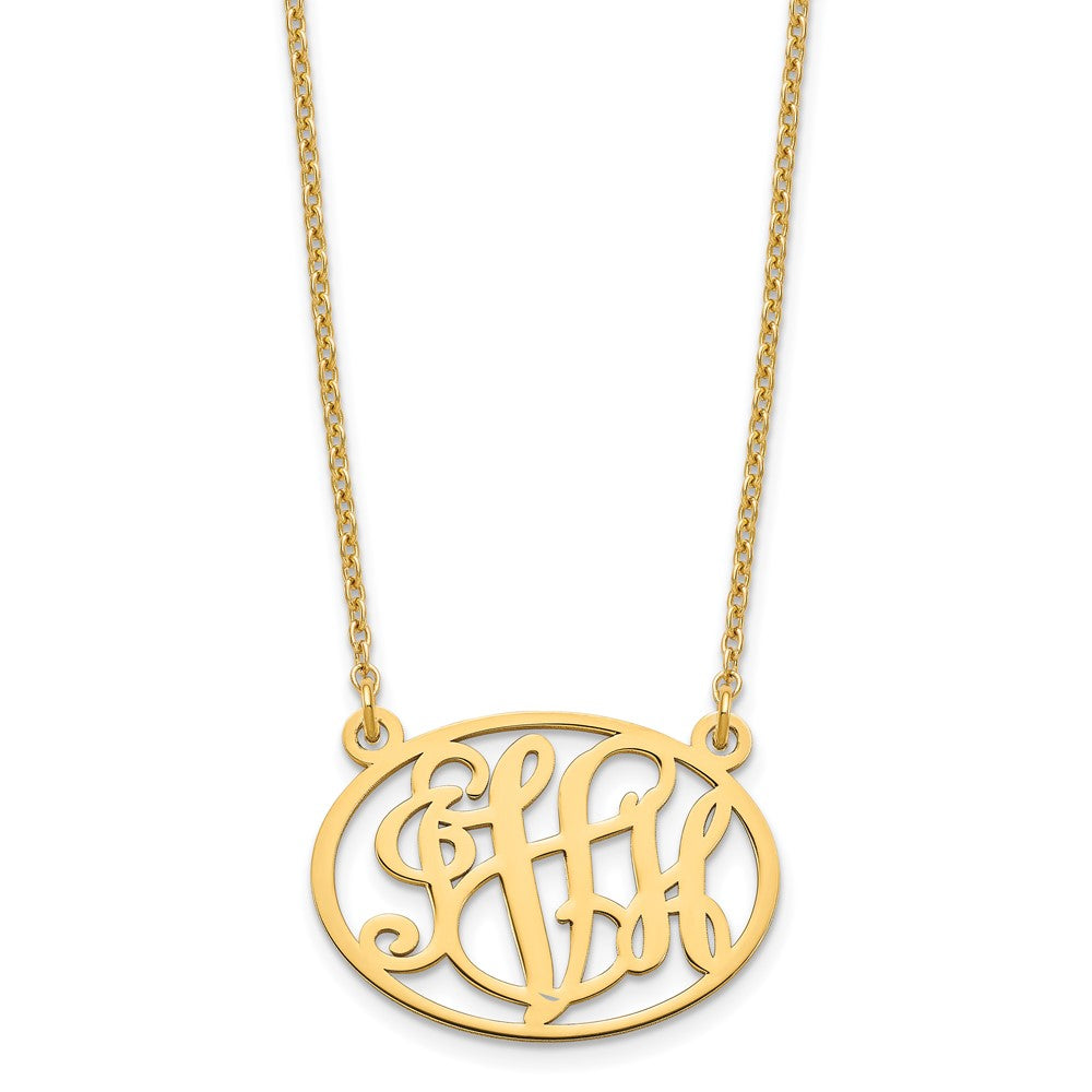 Sterling Silver/Gold-plated Oval Monogram Necklace XNA577GP