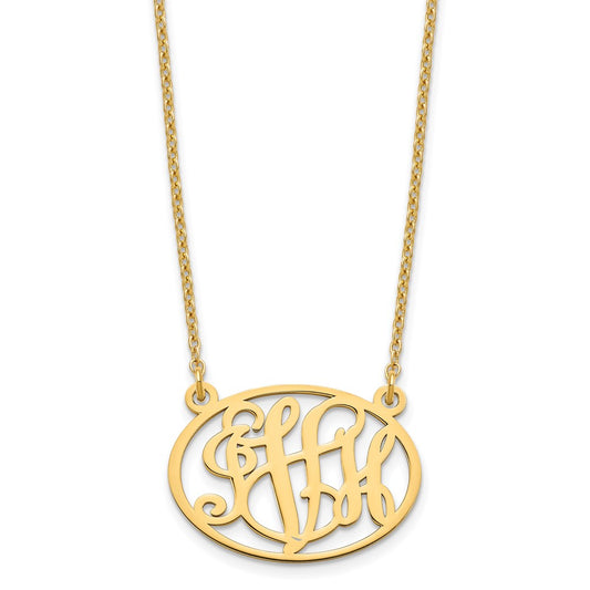 Sterling Silver/Gold-plated Oval Monogram Necklace XNA577GP
