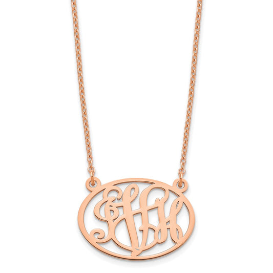 Sterling Silver/Rose-plated Oval Monogram Necklace XNA577RP