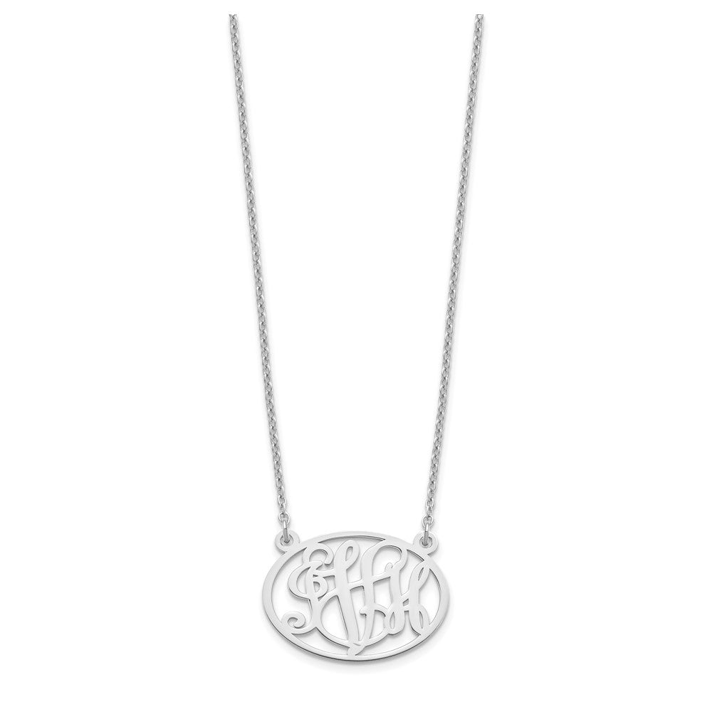 Sterling Silver/Rhodium-plated Oval Monogram Necklace XNA577SS