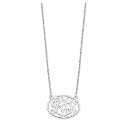 Sterling Silver/Rhodium-plated Oval Monogram Necklace XNA577SS