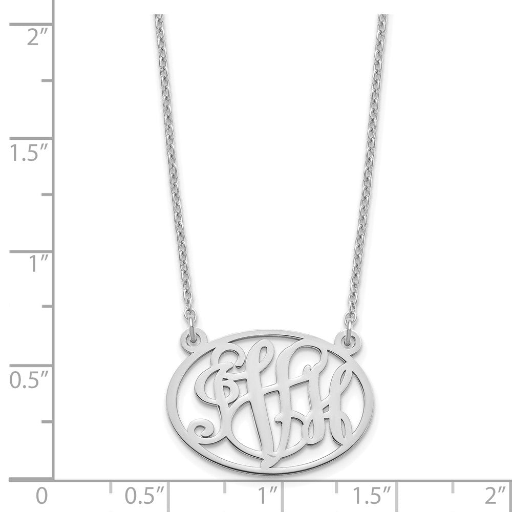 Sterling Silver/Rhodium-plated Oval Monogram Necklace XNA577SS