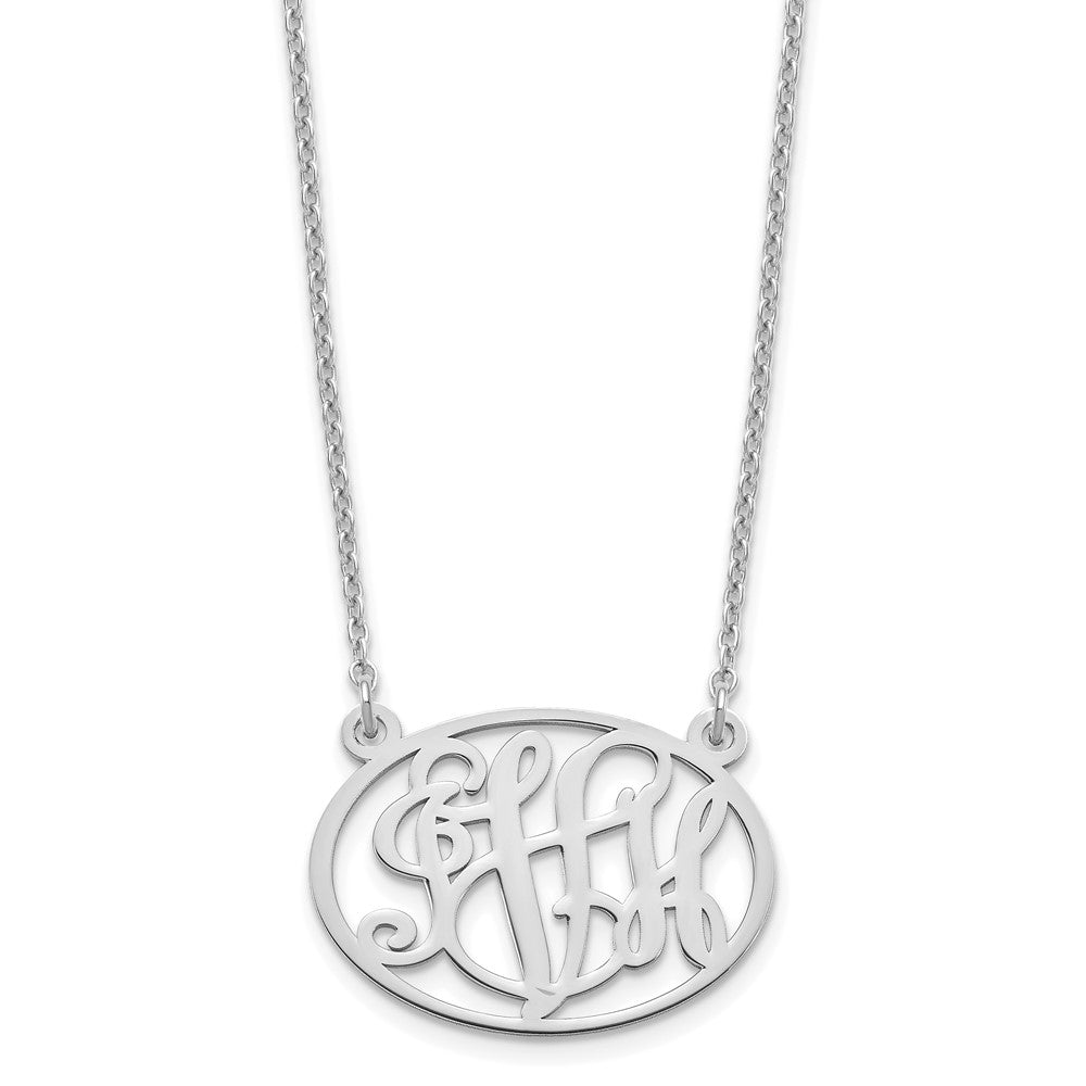 Sterling Silver/Rhodium-plated Oval Monogram Necklace XNA577SS
