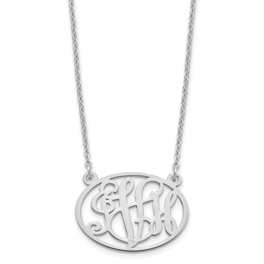 Sterling Silver/Rhodium-plated Oval Monogram Necklace XNA577SS
