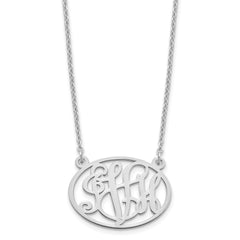 Sterling Silver/Rhodium-plated Oval Monogram Necklace XNA577SS
