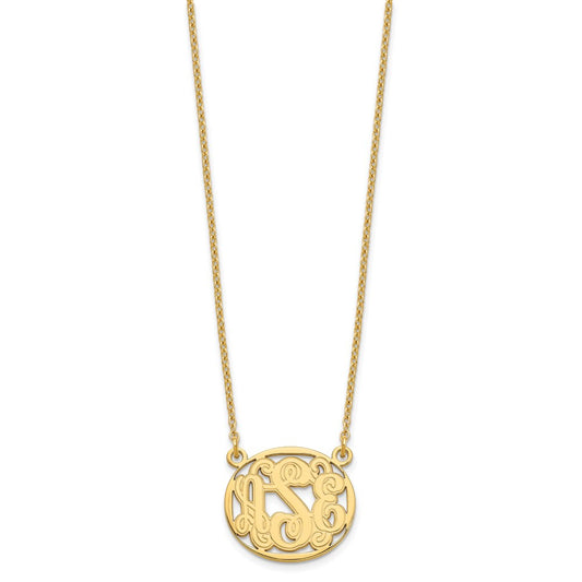 Sterling Silver/Gold-plated Etched Oval Monogram Necklace XNA579GP