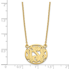 Sterling Silver/Gold-plated Etched Oval Monogram Necklace XNA579GP